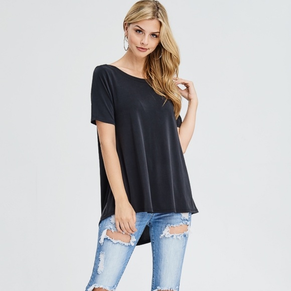 Crossed Back Top in BLACK 08017 - Picture 3 of 4